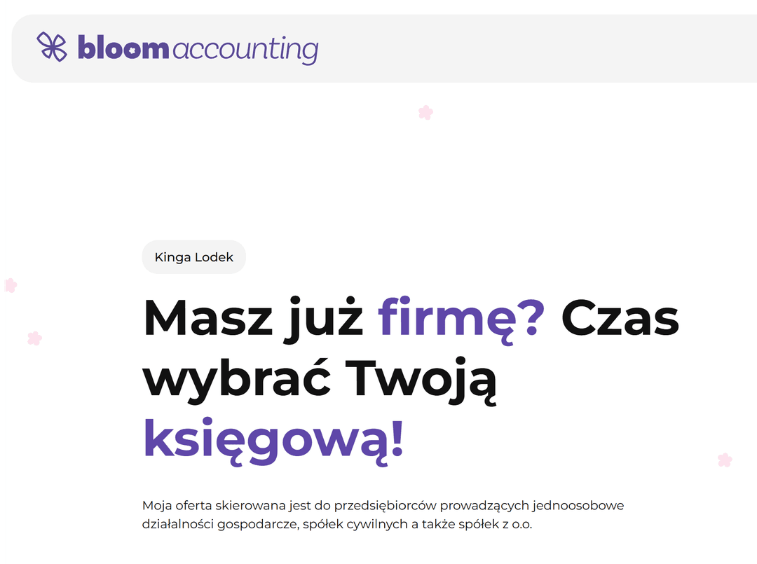 Webpage for BloomAccounting – From Concept to a Professional Accounting Brand